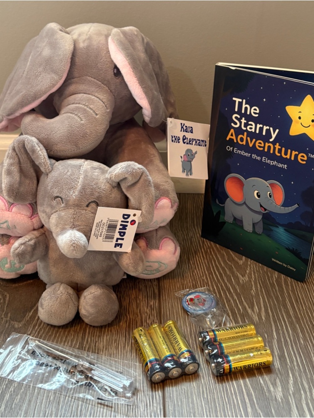 Dimplé Gray Plush Elephant Toy with Pink Accents - Kids Toy